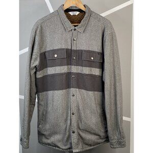 O'NEILL x WOOLRICH Mens 2XL Sherpa Fleece Lined Gray Stripe Flannel Shirt Jacket